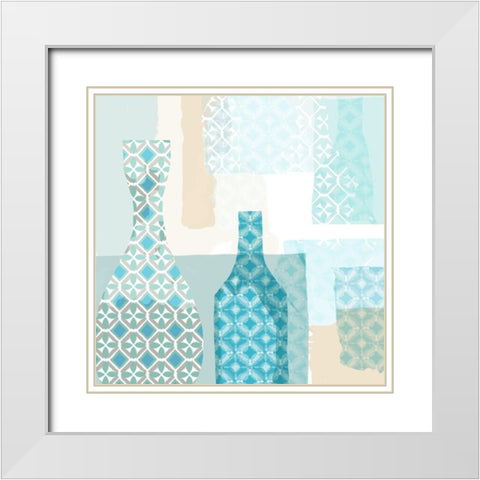 Azulejos White Modern Wood Framed Art Print with Double Matting by Kouta, Flora