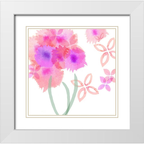 Pink Poppies III White Modern Wood Framed Art Print with Double Matting by Kouta, Flora