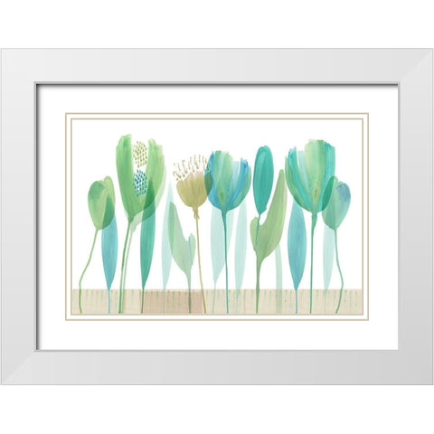Serene Greens II White Modern Wood Framed Art Print with Double Matting by Kouta, Flora