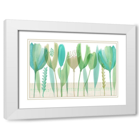 Serene Greens III White Modern Wood Framed Art Print with Double Matting by Kouta, Flora
