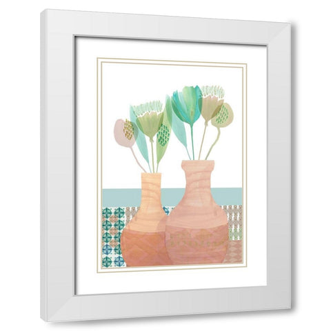 Marguerites Terrace III White Modern Wood Framed Art Print with Double Matting by Kouta, Flora