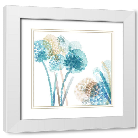 Blue Harmony II White Modern Wood Framed Art Print with Double Matting by Kouta, Flora