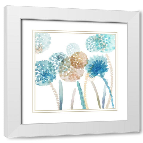 Blue Harmony III White Modern Wood Framed Art Print with Double Matting by Kouta, Flora