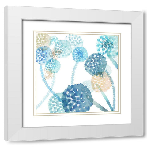 Blue Harmony IV White Modern Wood Framed Art Print with Double Matting by Kouta, Flora