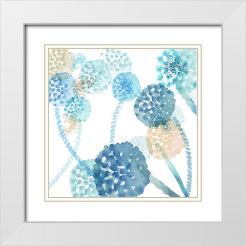 Blue Harmony IV White Modern Wood Framed Art Print with Double Matting by Kouta, Flora