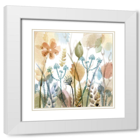 September Meadow White Modern Wood Framed Art Print with Double Matting by Kouta, Flora