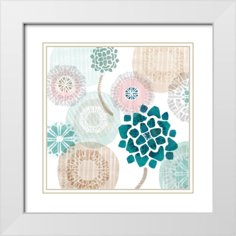 Mint Discs I White Modern Wood Framed Art Print with Double Matting by Kouta, Flora