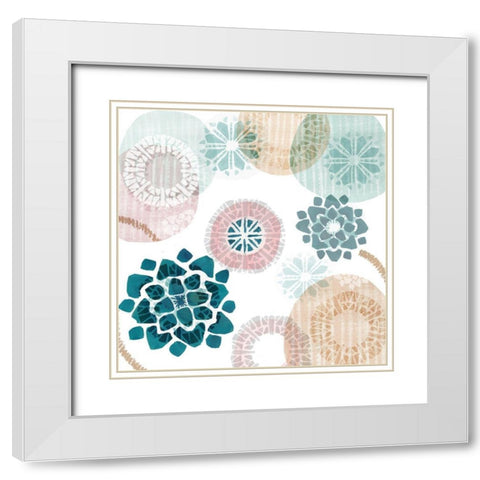 Mint Discs III White Modern Wood Framed Art Print with Double Matting by Kouta, Flora