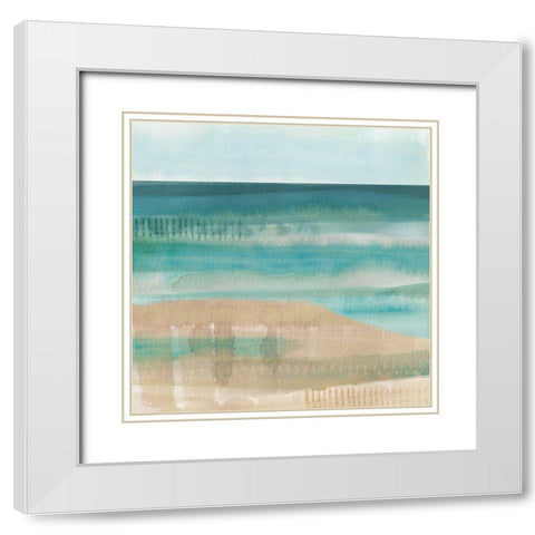 Jade Seascape I White Modern Wood Framed Art Print with Double Matting by Kouta, Flora
