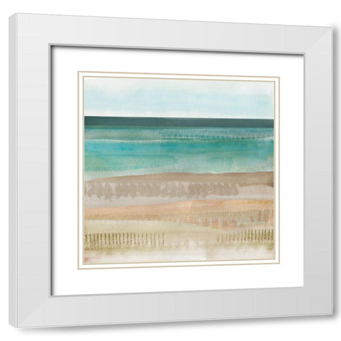 Jade Seascape II White Modern Wood Framed Art Print with Double Matting by Kouta, Flora