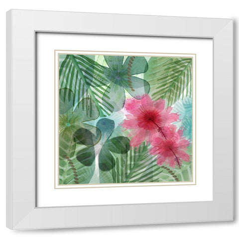 Jungle Leaves II White Modern Wood Framed Art Print with Double Matting by Kouta, Flora