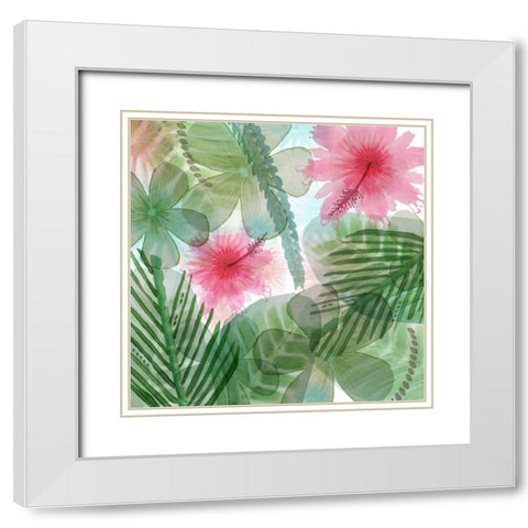 Jungle Leaves IV White Modern Wood Framed Art Print with Double Matting by Kouta, Flora