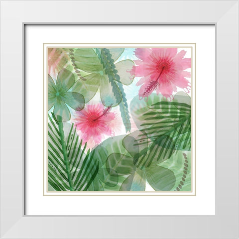 Jungle Leaves IV White Modern Wood Framed Art Print with Double Matting by Kouta, Flora