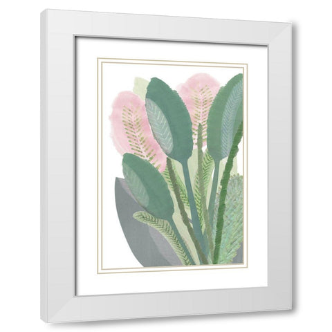 Pink Banana Palm White Modern Wood Framed Art Print with Double Matting by Kouta, Flora
