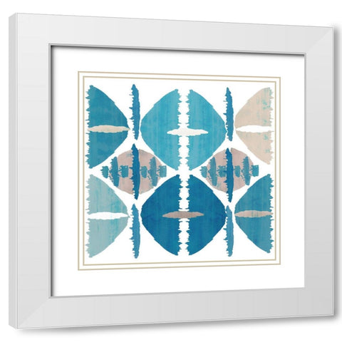 Denim Ikat I White Modern Wood Framed Art Print with Double Matting by Kouta, Flora