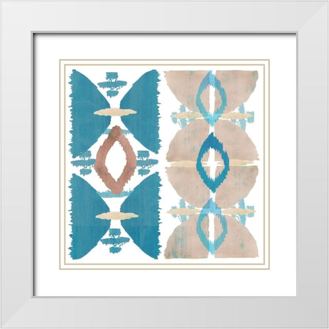Denim Ikat IV White Modern Wood Framed Art Print with Double Matting by Kouta, Flora
