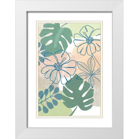 Flower Power I White Modern Wood Framed Art Print with Double Matting by Kouta, Flora