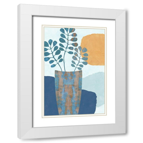 Indigo Yellow Still Life III White Modern Wood Framed Art Print with Double Matting by Kouta, Flora