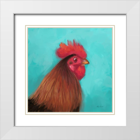 Rooster I White Modern Wood Framed Art Print with Double Matting by Novak, Rick