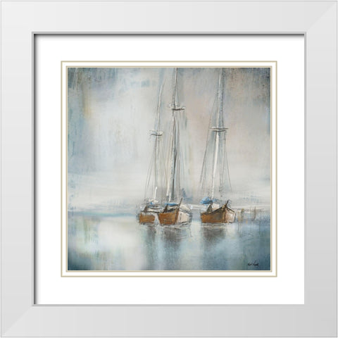 Boats I White Modern Wood Framed Art Print with Double Matting by Novak, Rick