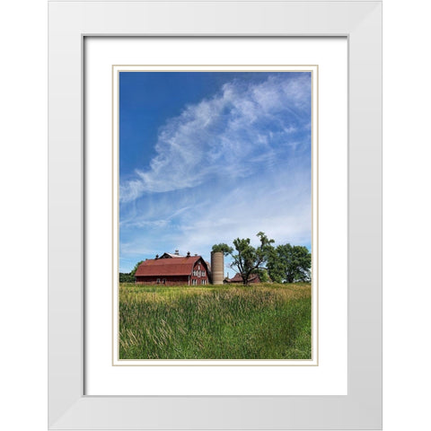 Farm Serenity White Modern Wood Framed Art Print with Double Matting by Robertson, Leda