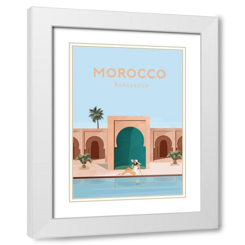 moroco travel poster White Modern Wood Framed Art Print with Double Matting by ARCTIC FRAME