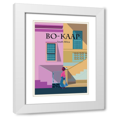 bo kaap travel poster White Modern Wood Framed Art Print with Double Matting by ARCTIC FRAME