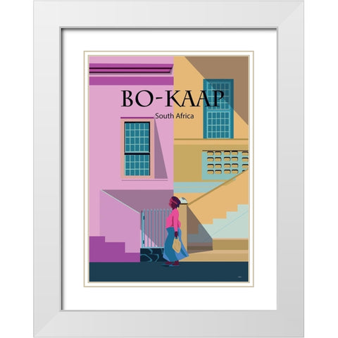 bo kaap travel poster White Modern Wood Framed Art Print with Double Matting by ARCTIC FRAME