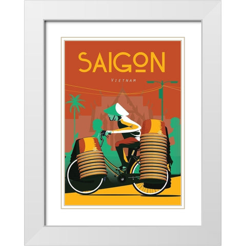 saigon vietnam travel poster White Modern Wood Framed Art Print with Double Matting by ARCTIC FRAME