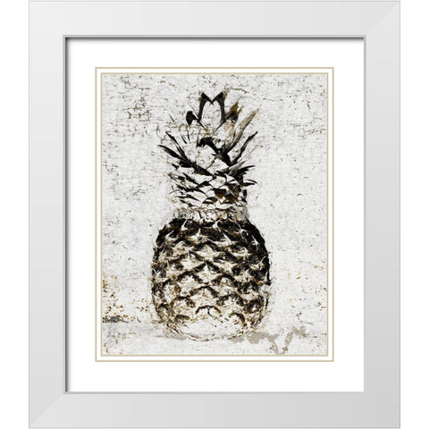 Ananas I White Modern Wood Framed Art Print with Double Matting by Aryai, Sia