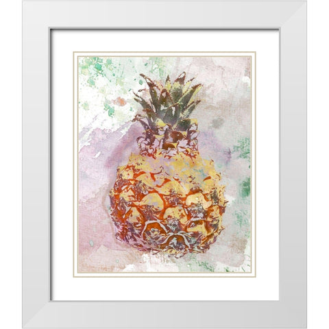 Ananas III White Modern Wood Framed Art Print with Double Matting by Aryai, Sia