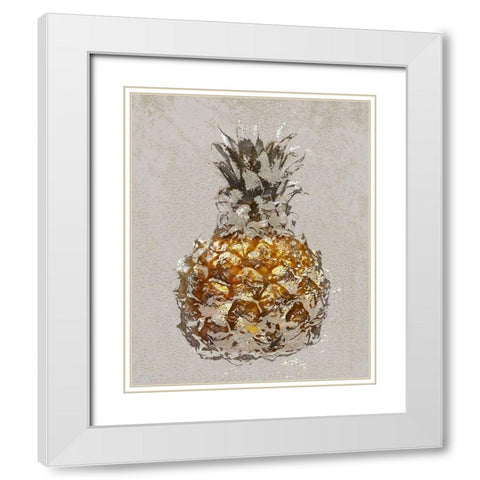 Ananas IV White Modern Wood Framed Art Print with Double Matting by Aryai, Sia