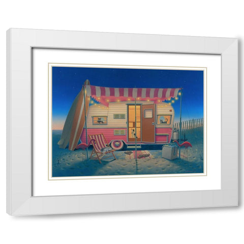 Happy Campers White Modern Wood Framed Art Print with Double Matting by Courtney, Richard