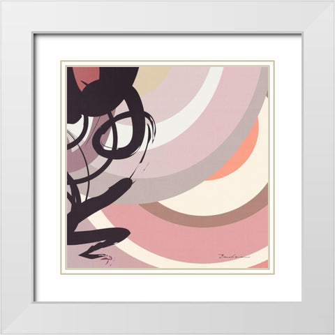 Rose Strands Trail I White Modern Wood Framed Art Print with Double Matting by Evalia Designs