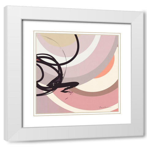 Rose Strands Trail II White Modern Wood Framed Art Print with Double Matting by Evalia Designs