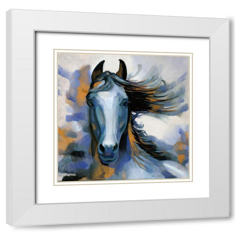 Wild Blues I White Modern Wood Framed Art Print with Double Matting by Montillo, Louise
