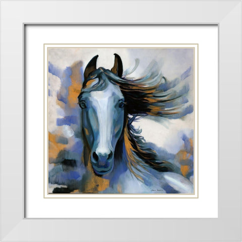 Wild Blues I White Modern Wood Framed Art Print with Double Matting by Montillo, Louise
