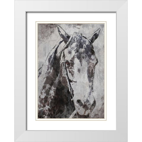 Morgan Horse- Black Beauty White Modern Wood Framed Art Print with Double Matting by Orlov, Irena