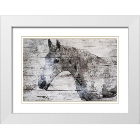 Gray Horse White Modern Wood Framed Art Print with Double Matting by Orlov, Irena