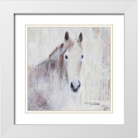 White Bay horse White Modern Wood Framed Art Print with Double Matting by Orlov, Irena
