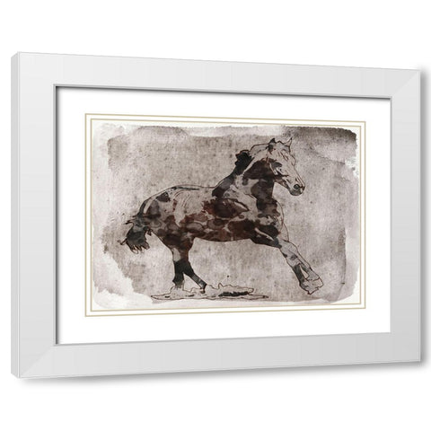 Beautiful horse running White Modern Wood Framed Art Print with Double Matting by Orlov, Irena
