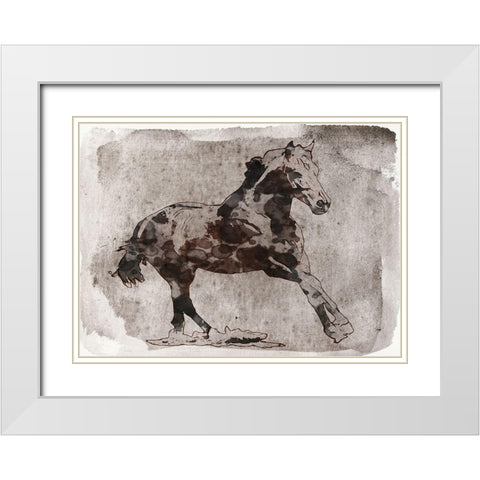 Beautiful horse running White Modern Wood Framed Art Print with Double Matting by Orlov, Irena