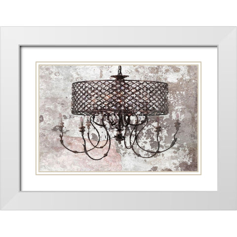 Rustic Brown Chandelier I White Modern Wood Framed Art Print with Double Matting by Orlov, Irena