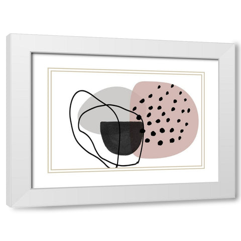 Pink Lines Minimalism White Modern Wood Framed Art Print with Double Matting by Orlov, Irena