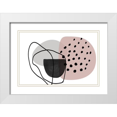 Pink Lines Minimalism White Modern Wood Framed Art Print with Double Matting by Orlov, Irena