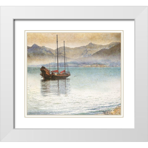 Vintage Ship White Modern Wood Framed Art Print with Double Matting by Vest, Christopher