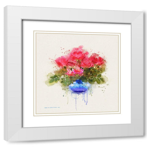 Watercolor Roses White Modern Wood Framed Art Print with Double Matting by Vest, Christopher