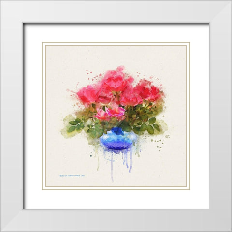 Watercolor Roses White Modern Wood Framed Art Print with Double Matting by Vest, Christopher