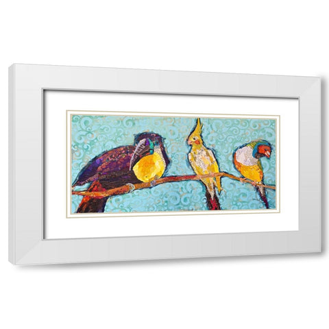 Birds on a Wire White Modern Wood Framed Art Print with Double Matting by St Hilaire, Elizabeth