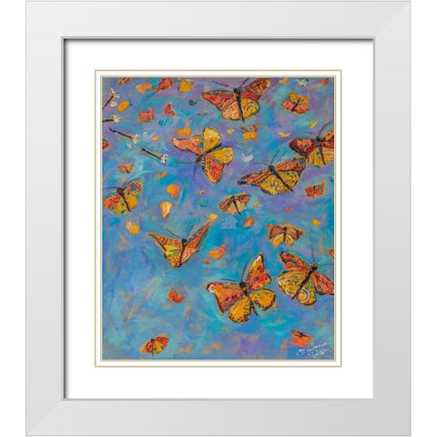 Monarch Migration White Modern Wood Framed Art Print with Double Matting by St Hilaire, Elizabeth